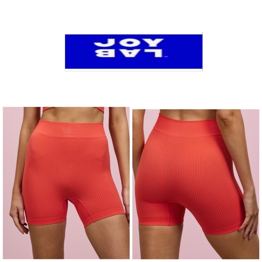 JoyLab Women's Vibrant Coral Ribbed Bike Shorts S